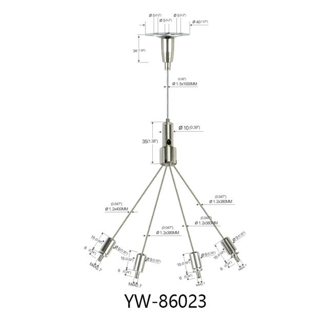 Art Cable Hanging Systems Four Legs Screw Clip Brass Plated Nickel 1.5mm Dia YW86023 0