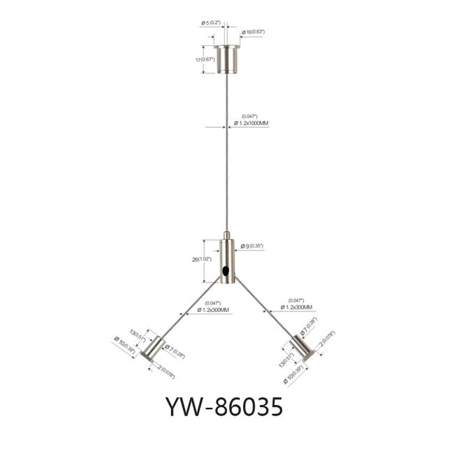 Y Fits Cable Hanging Kits Copper Plated Nickel For LED Panel Lights YW86035 0