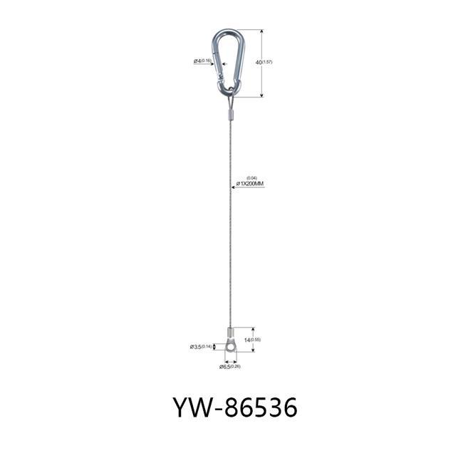 Steel Wire Rope Cable Lanyard With Stamped Eye And Snap Hooks YW86536 0