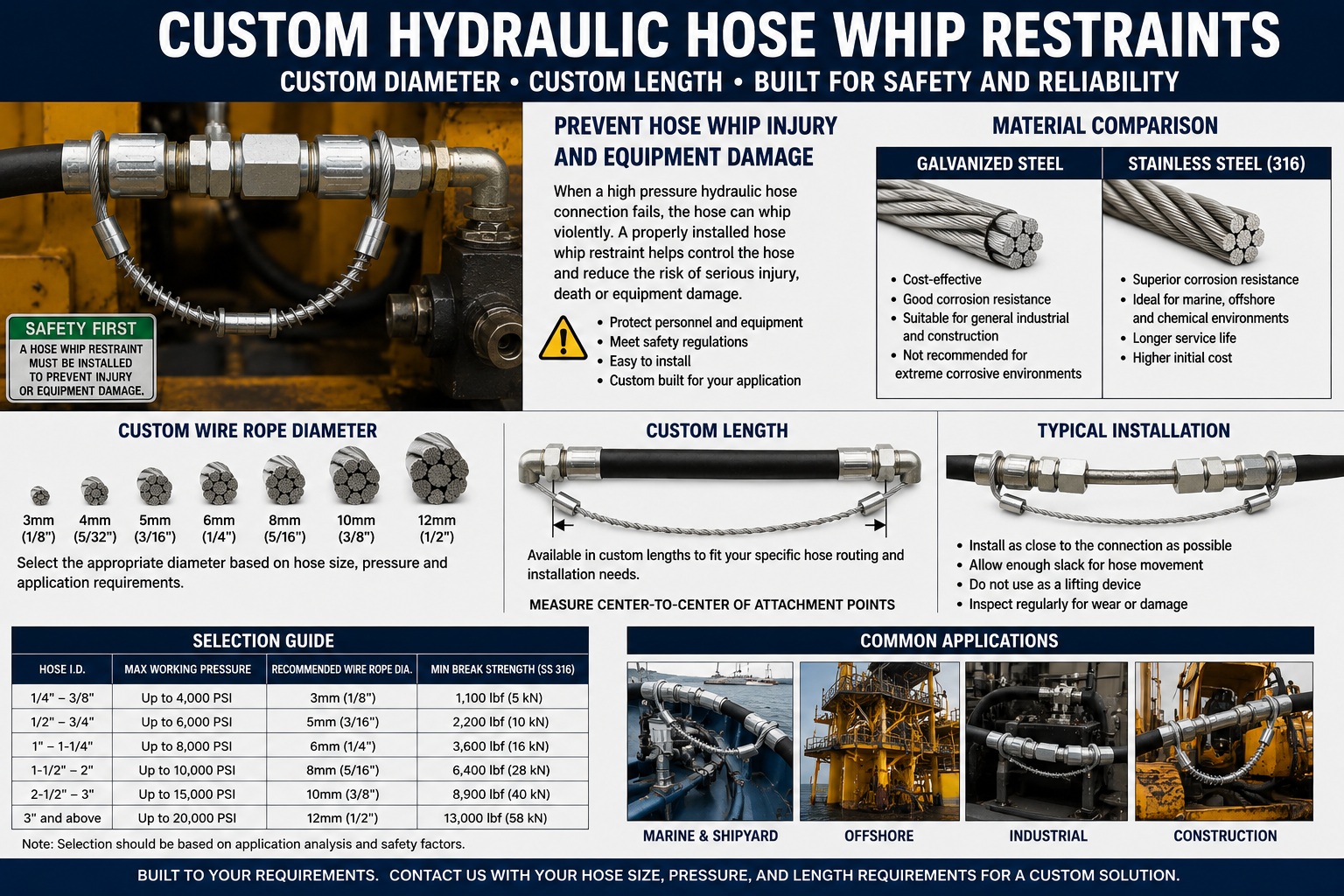 Custom length hydraulische Schlauchpeitschhalterung for high pressure hose connection Custom length hydraulische Schlauchpeitschhalterung for high pressure hose connection