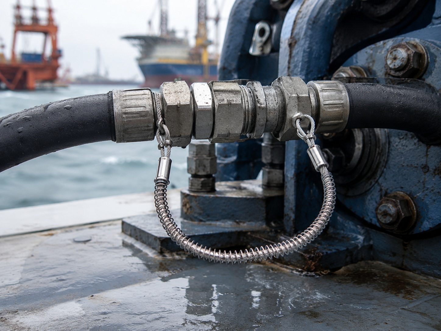 Marine Hydraulikschlauchsicherheitskabel for shipyard and offshore maintenance Marine Hydraulikschlauchsicherheitskabel for shipyard and offshore maintenance