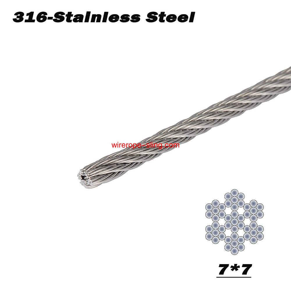 T316 Marine 3mm Stainless Steel Aircraft Wire Rope für Deck Cable Railing Kit,7x7 100/164 Feet