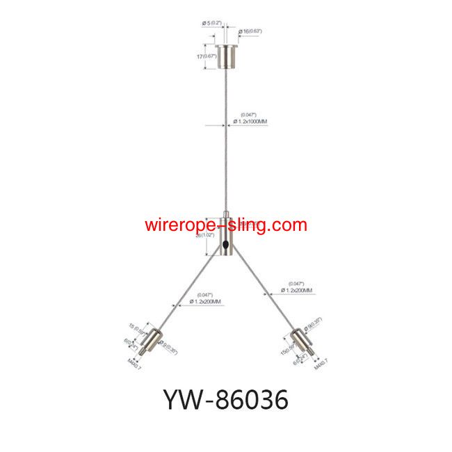 LED Panel Light Wire Rope Cable Hanging Kit Messing Platte schwarz Y-passt YW86034