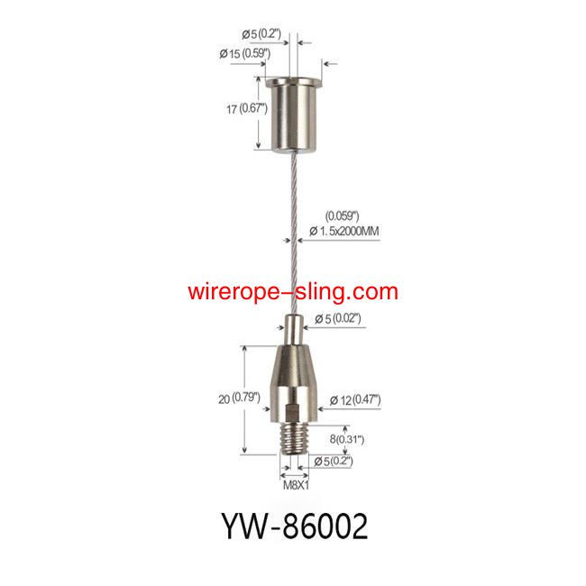 Einstellbare Safety Panel Light Wire Hanging Kits System Chrom Plated YW86001