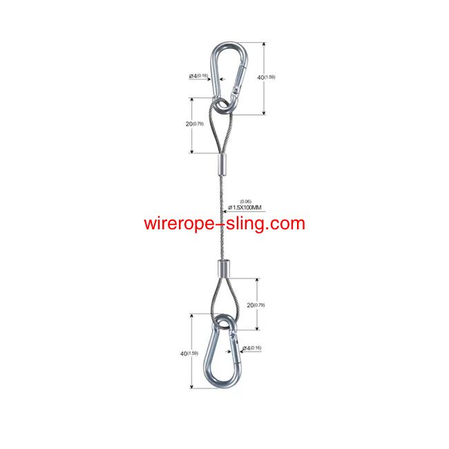 Drahtseilseil aus Edelstahl Seilschlingen Lanyard mit Doppelhaken