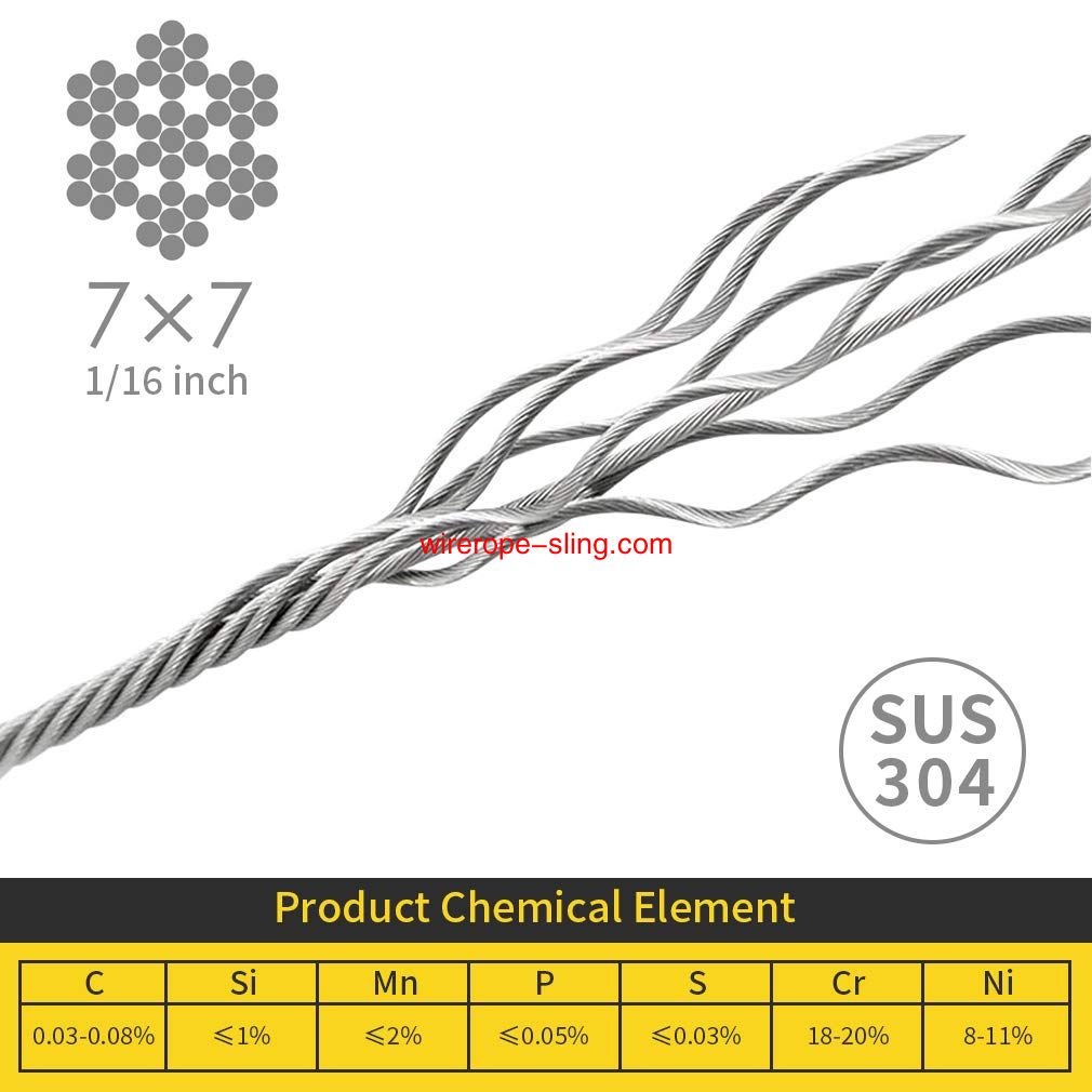 1/16 Drahtseil, 304 Edelstahl Drahtseil, Aircraft Cable, 328 Füße mit 150 Pcs Aluminium Sleeves