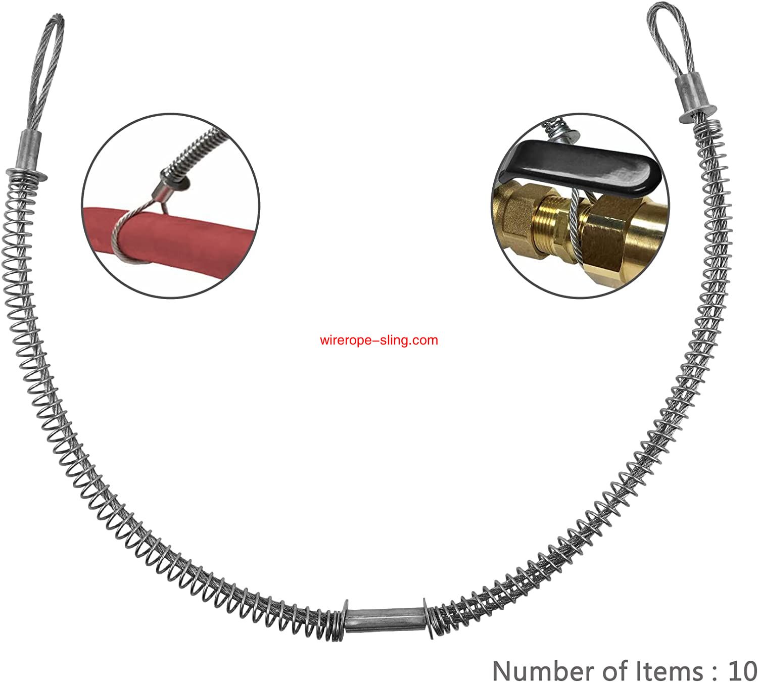 200 PSI 1/8inch X 20-1/4inch Schlauchhalterungen, Sicherheits-Peitschenprüfkabel, zum Zurückhalten, Fitting Anschluss, Check, Hydraulik, Druck (10-Pack)