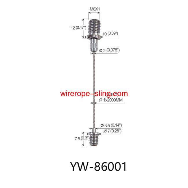 Einstellbare Safety Panel Light Wire Hanging Kits System Chrom Plated YW86001