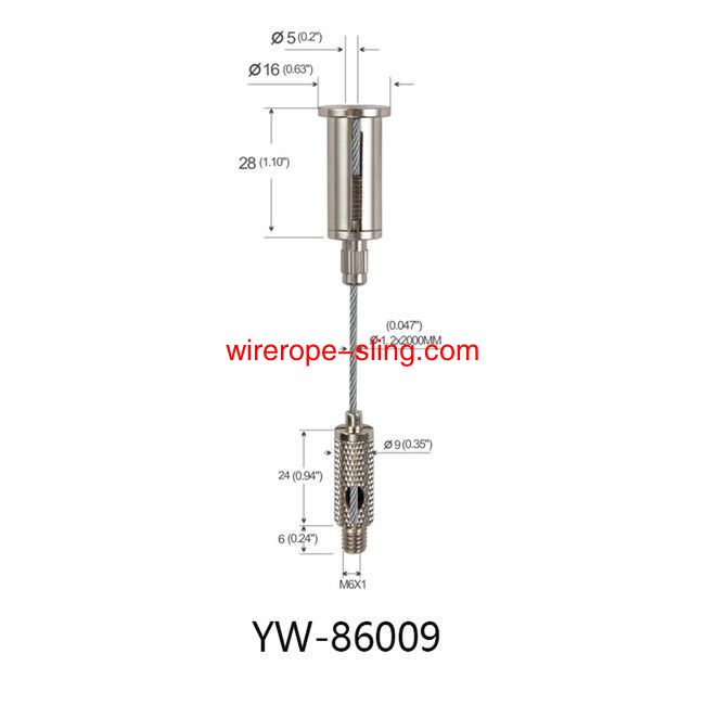Befestigung M6 Gewindedraht Suspension System mit Knurling YW86009